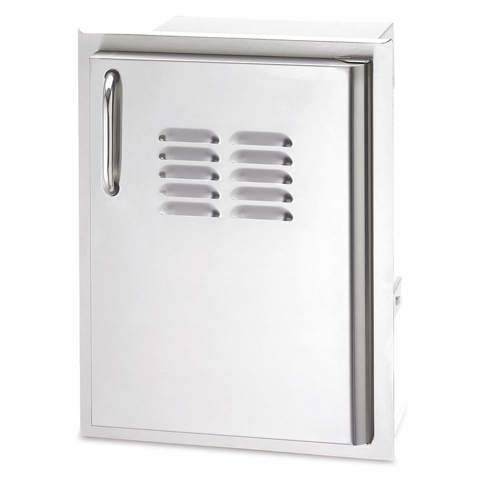 American Outdoor Grill 20-Inch x 14-Inch Left Door Hinge Single Access Door with Tank Tray & Louvers, Tubular Stainless Steel Handles (20-14-SS DLV)