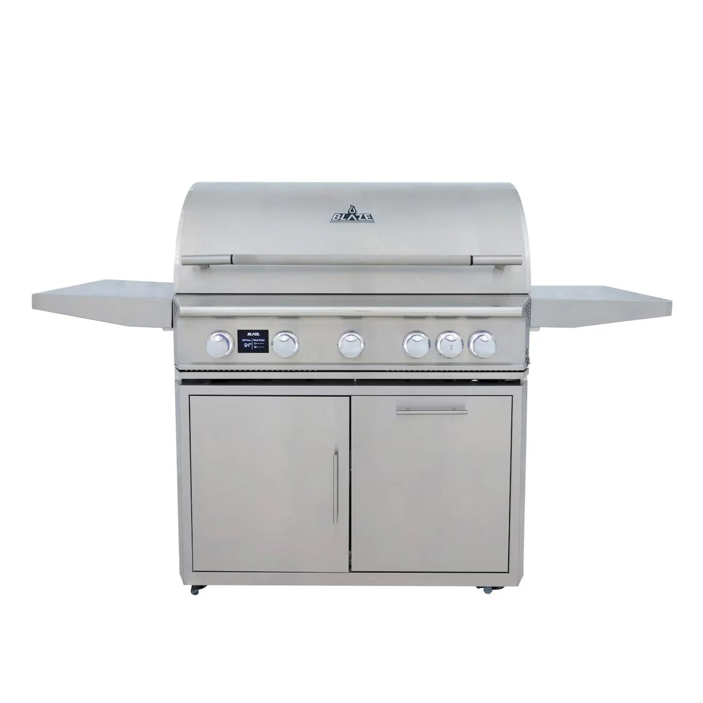 Blaze Grill Package - LTE PRO 40" 5-Burner Propane Gas Grill with Digital Temperature Screen and Rear Infrared Burner, and Grill Cart in Stainless Steel (AP2-4LTEPRO-NG)