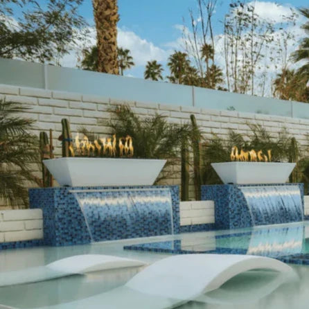 Linear Maya Concrete Fire Bowl by The Outdoor Plus - Free Cover Included