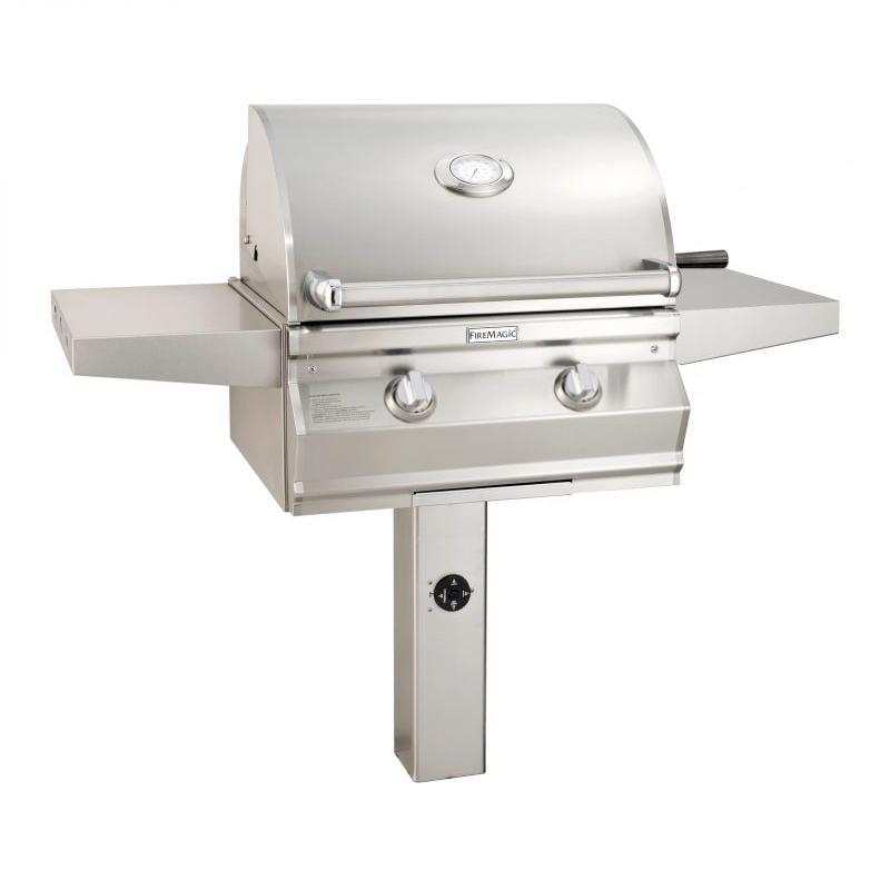 Fire Magic 24" Choice Multi-User Accessible Freestanding Natural Gas Grill with Analog Thermometer On In-Ground Post (CMA430S-RT1N-G6)