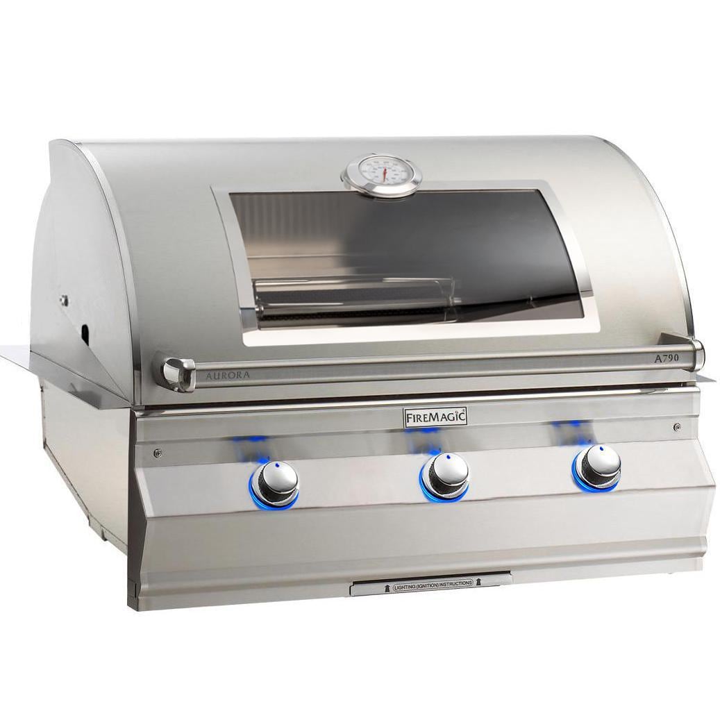 Fire Magic 36" Aurora Built-In Propane Gas Grill with One Infrared Burner Magic View Window And Analog Thermometer (A790I-7LAP-W)
