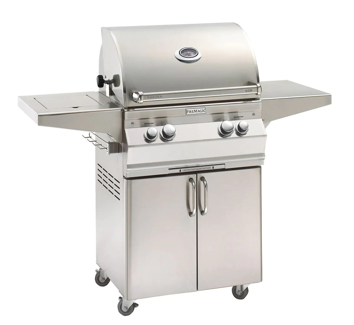 Fire Magic Aurora 24" Natural Gas Freestanding Grill, Single Side Burner, Backburner, Rotisserie Kit and Analog Thermometer - (A430S-8LAN-62)