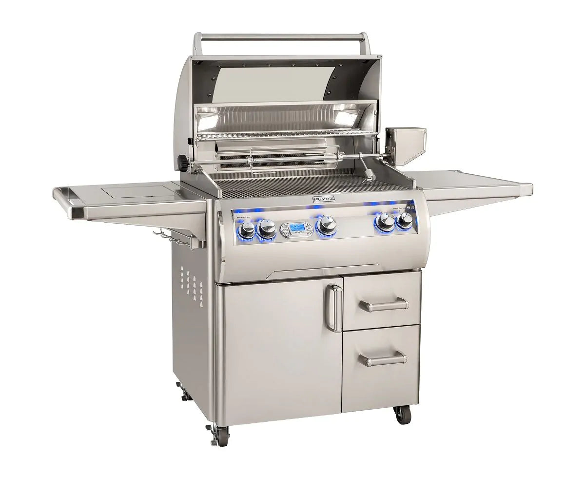 Fire Magic Echelon Diamond E660s 30" Freestanding Gas Grill With Rotisserie, Single Side Burner, Digital Thermometer & Magic View Window, Propane (E660S-8E1P-62-W)