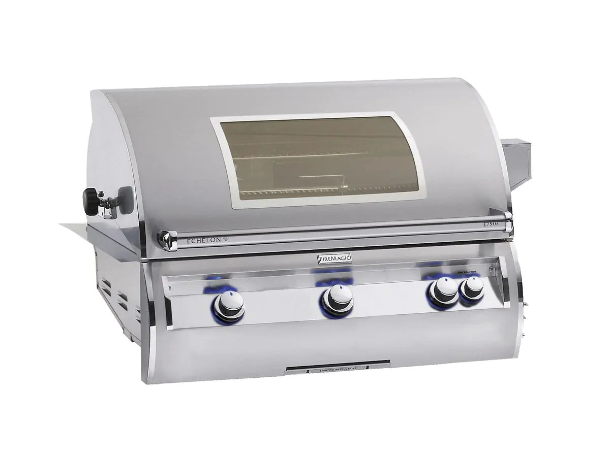 Fire Magic Echelon Diamond E790i 36" Natural Gas Built-In Grill with 1 Sear Burner, Backburner, Rotisserie Kit, Magic View Window and Analog Thermometer (E790I-8LAN-W)