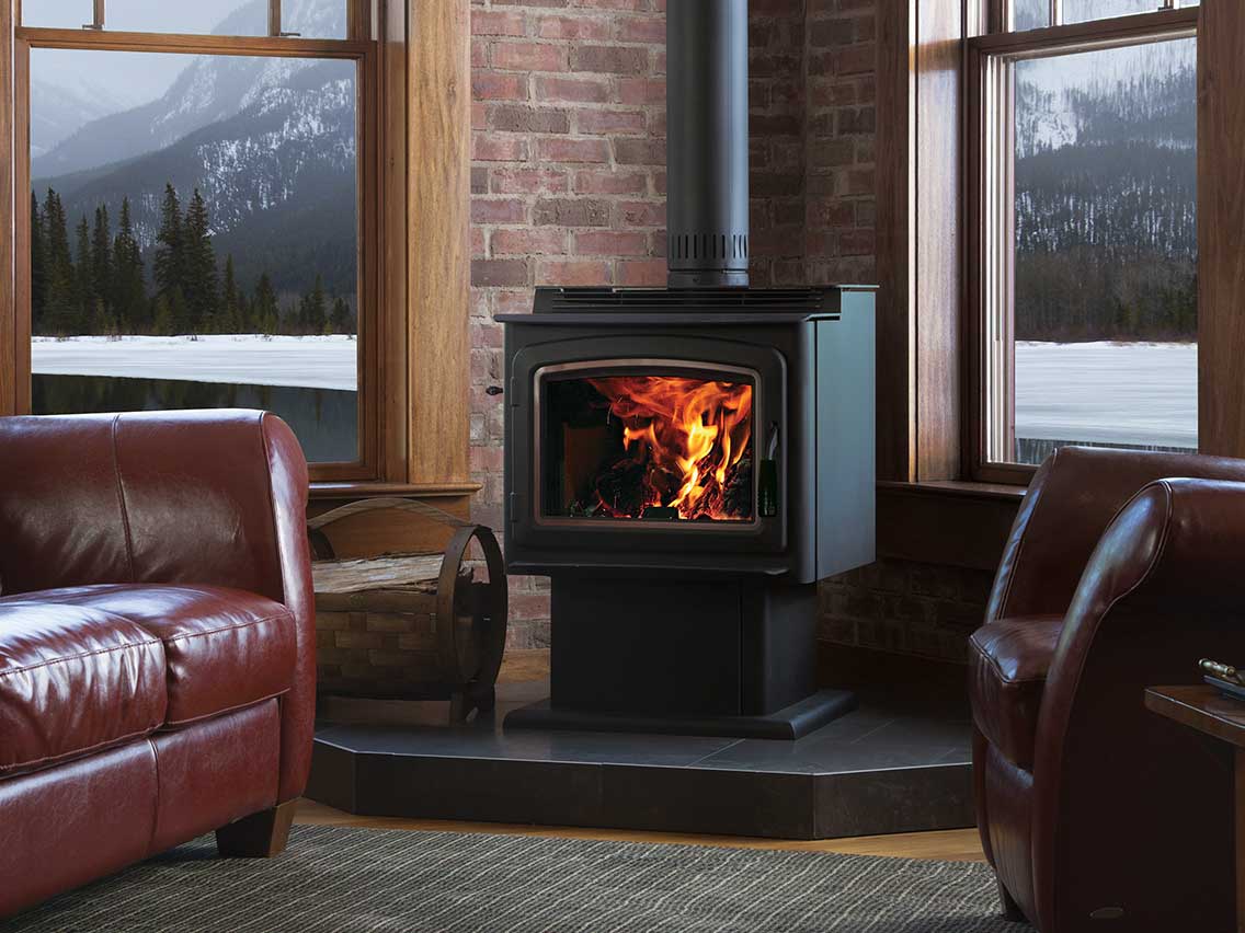 Iron Strike Grandview 230 GV230GL Wood Stove with 76000 BTU Flame Authority