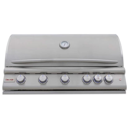 Blaze Premium LTE+ 40" 5-Burner Built-In Propane Gas Grill W/ Rear Infrared Burner and Lift-Assist Hood (BLZ-5LTE3-LP)