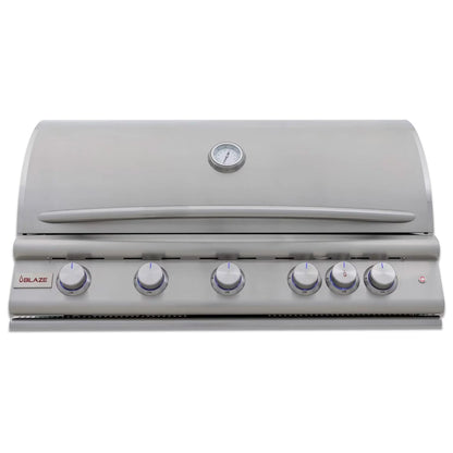 Blaze Grill Package - Premium LTE 40" 5-Burner Built-In Liquid Propane Grill, and  Grill Cart in Stainless Steel
