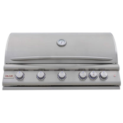 Blaze Premium LTE+ 40" 5-Burner Built-In Natural Gas Grill W/ Rear Infrared Burner and Lift-Assist Hood (BLZ-5LTE3-NG)