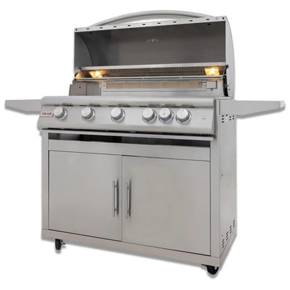 Blaze Grill Package - Premium LTE 40" 5-Burner Built-In Liquid Propane Grill, and  Grill Cart in Stainless Steel
