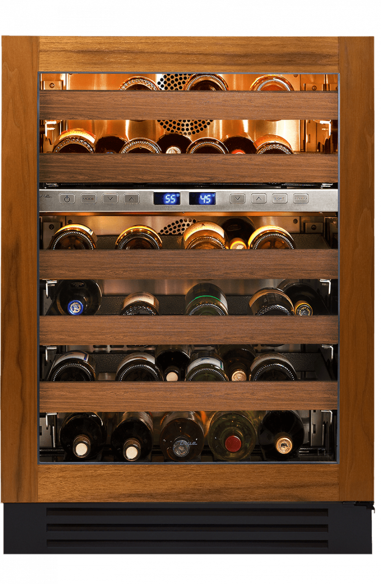 True Residential TWC24DZROGC 24 Inch Dual Zone Overlay Glass Door Right Hinge Undercounter Wine Cabinet