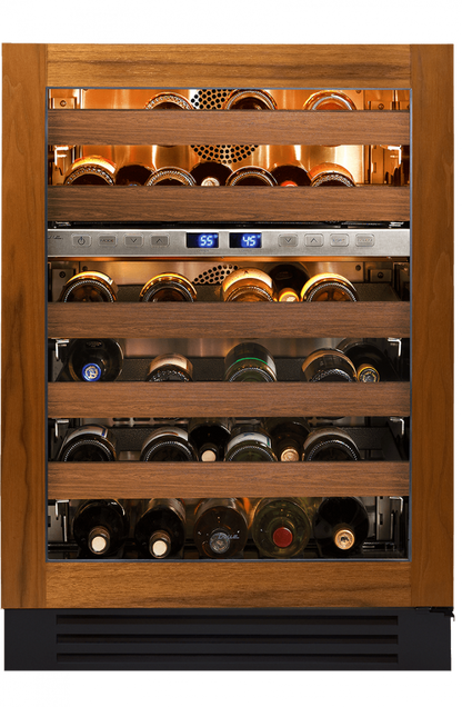 True Residential TWC24DZROGC 24 Inch Dual Zone Overlay Glass Door Right Hinge Undercounter Wine Cabinet