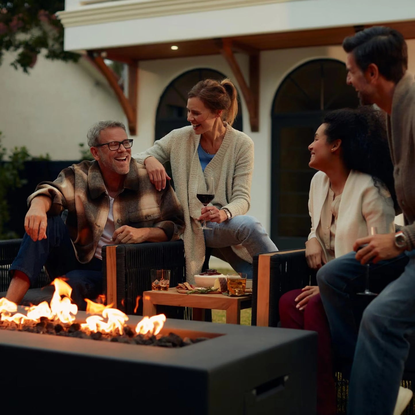 Blaze 60" Rectangular Concrete Propane Fire Pit Table in Phantom (BLZ-60-FTABLE-LP)