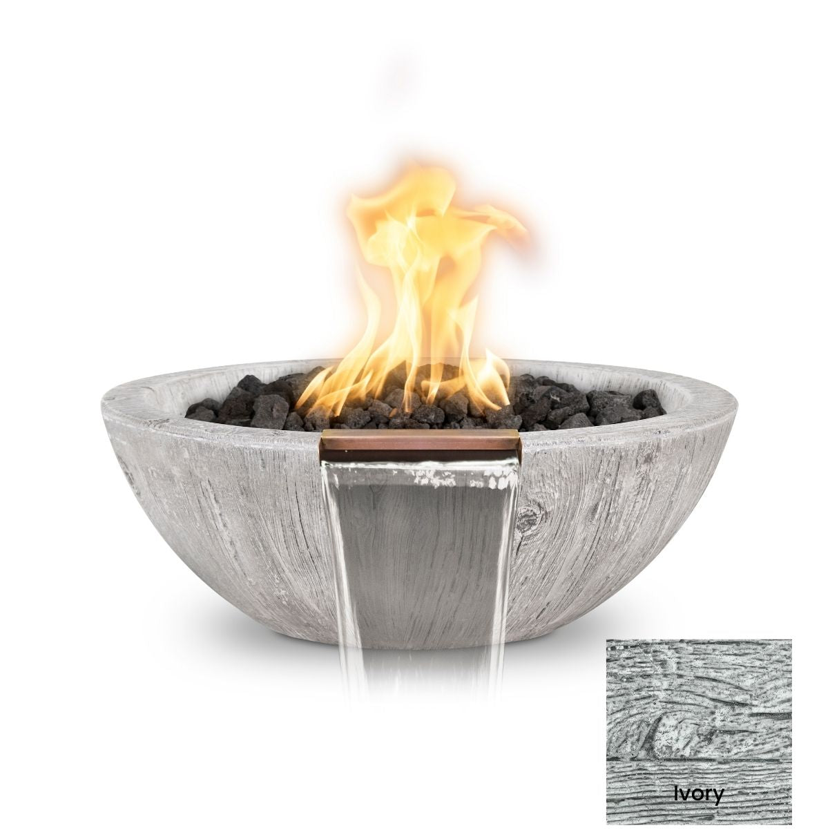 Sedona Wood Grain Concrete Fire & Water Bowl by The Outdoor Plus - Free Cover Included