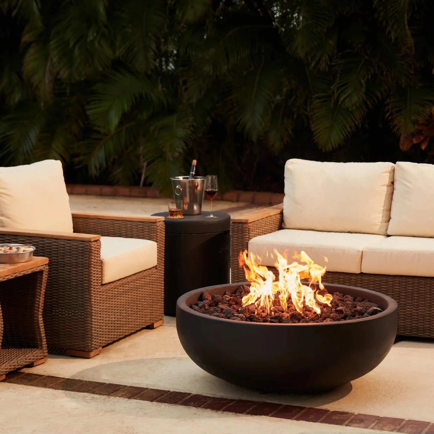 Blaze 38" Round Concrete Natural Gas Fire Bowl in Phantom (BLZ-38-FBOWL-NG)
