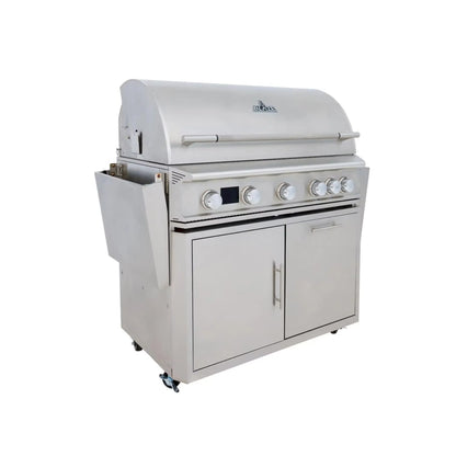 Blaze Grill Package - LTE PRO 40" 5-Burner Propane Gas Grill with Digital Temperature Screen and Rear Infrared Burner, and Grill Cart in Stainless Steel (AP2-4LTEPRO-NG)