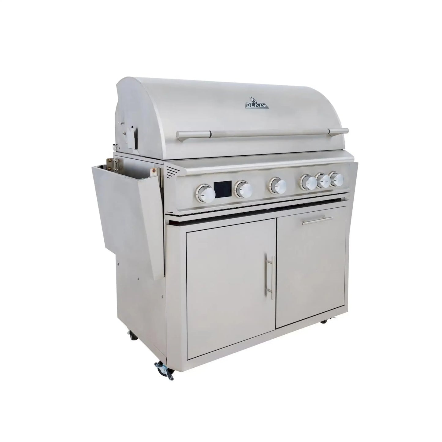 Blaze Grill Package - LTE PRO 40" 5-Burner Natural Gas Grill with Digital Temperature Screen and Rear Infrared Burner, and Grill Cart in Stainless Steel (AP2-5LTEPRO-NG)