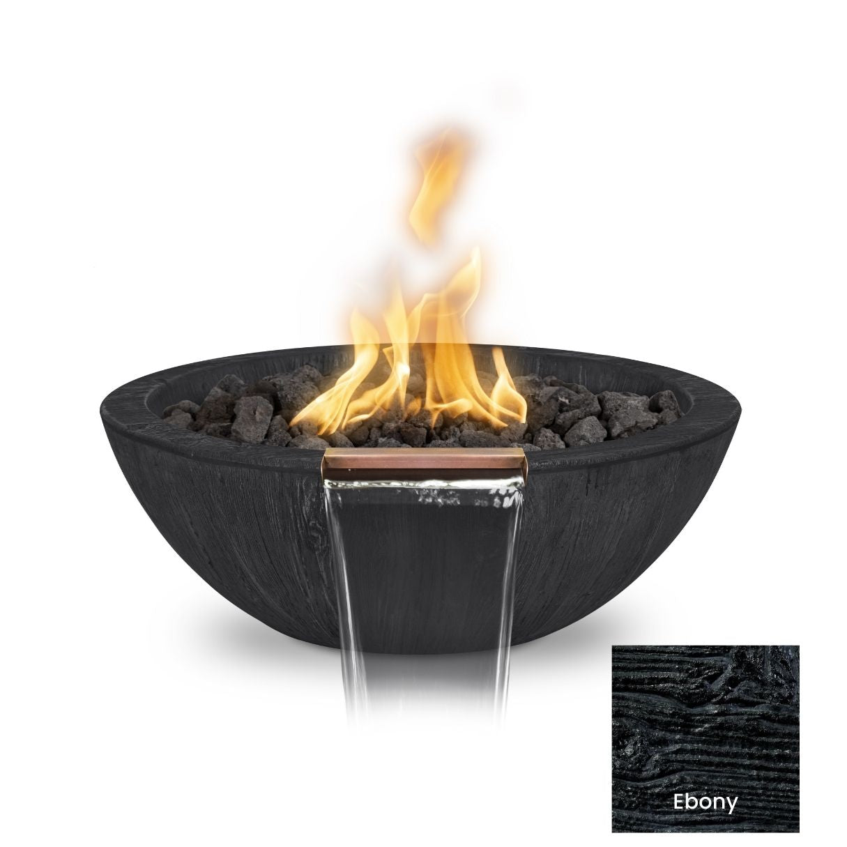 Sedona Wood Grain Concrete Fire & Water Bowl by The Outdoor Plus - Free Cover Included
