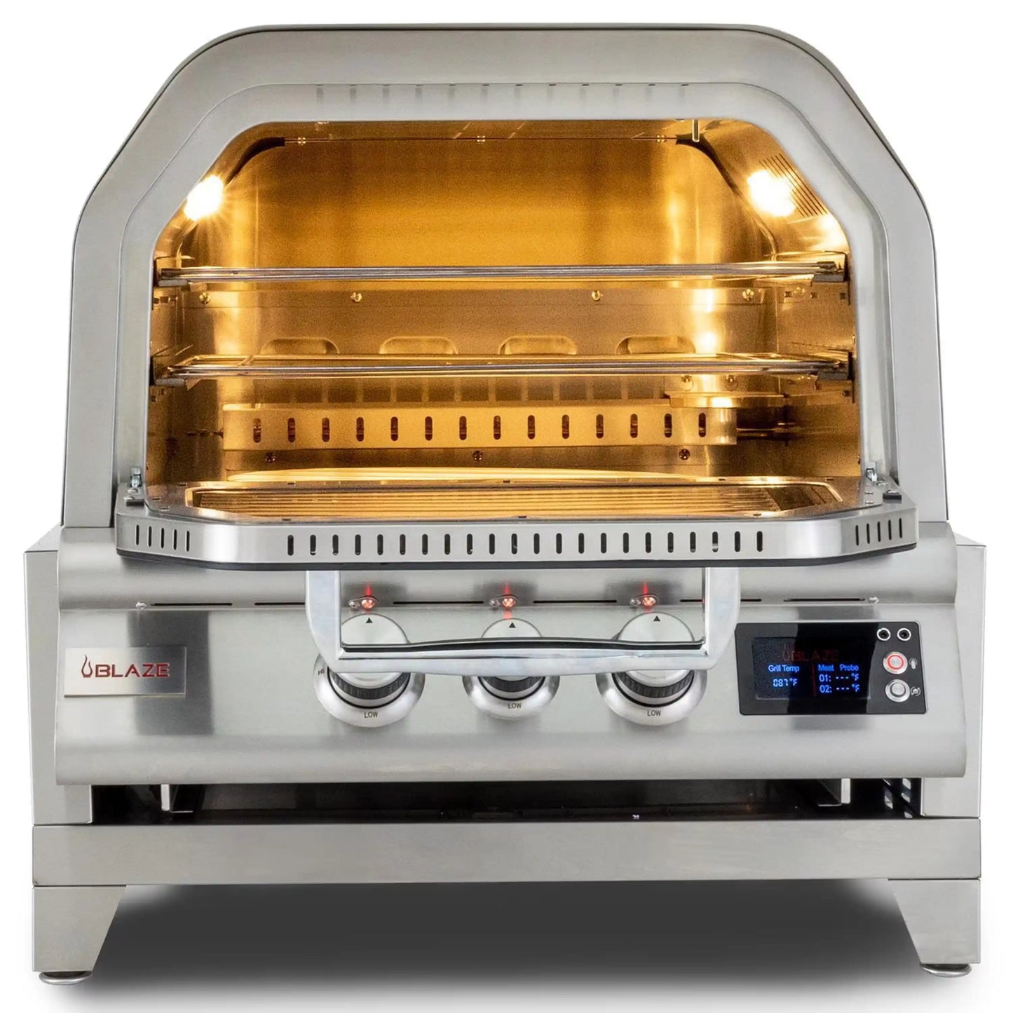 Blaze 26-Inch Countertop Propane Gas Outdoor Pizza Oven with Rotisserie and Countertop Sleeve