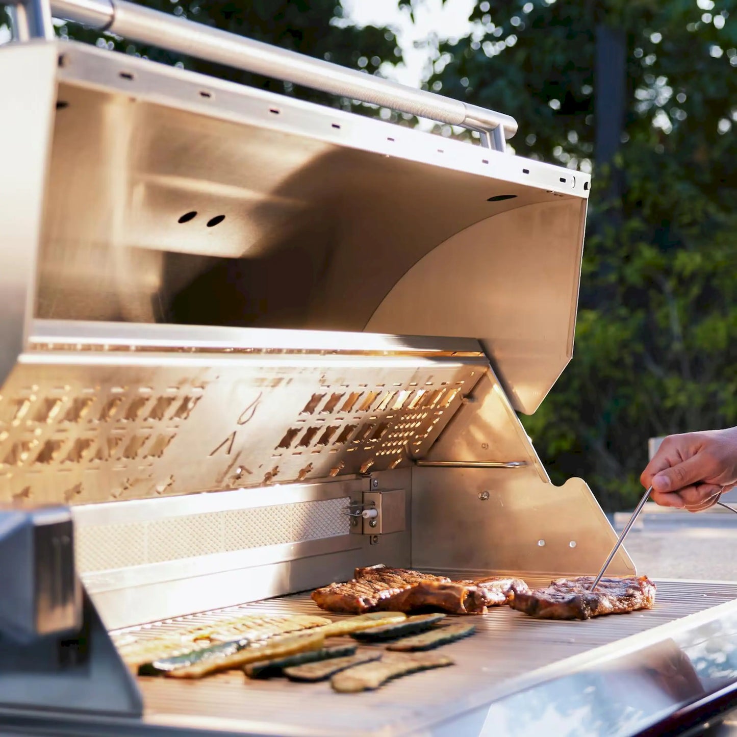 Blaze Grill Package - LTE PRO 40" 5-Burner Propane Gas Grill with Digital Temperature Screen and Rear Infrared Burner, and Grill Cart in Stainless Steel (AP2-4LTEPRO-NG)