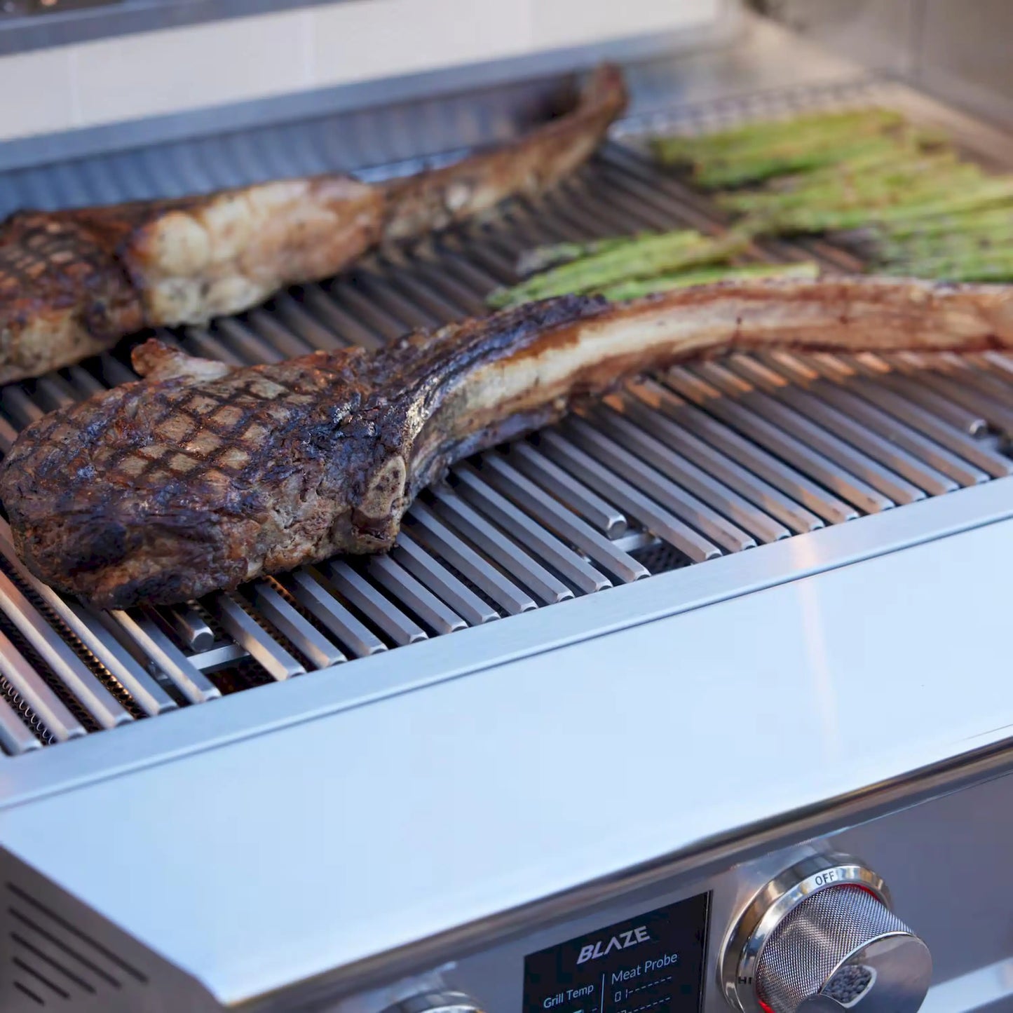 Blaze Grill Package - LTE PRO 40" 5-Burner Natural Gas Grill with Digital Temperature Screen and Rear Infrared Burner, and Grill Cart in Stainless Steel (AP2-5LTEPRO-NG)