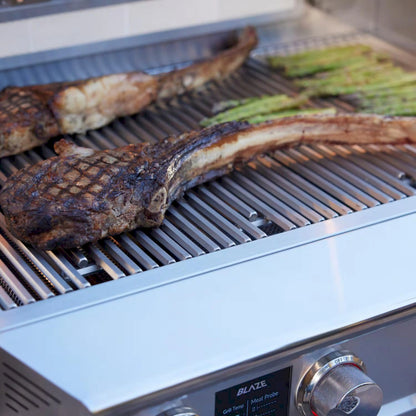 Blaze Grill Package - LTE PRO 40" 5-Burner Natural Gas Grill with Digital Temperature Screen and Rear Infrared Burner, and Grill Cart in Stainless Steel (AP2-5LTEPRO-NG)