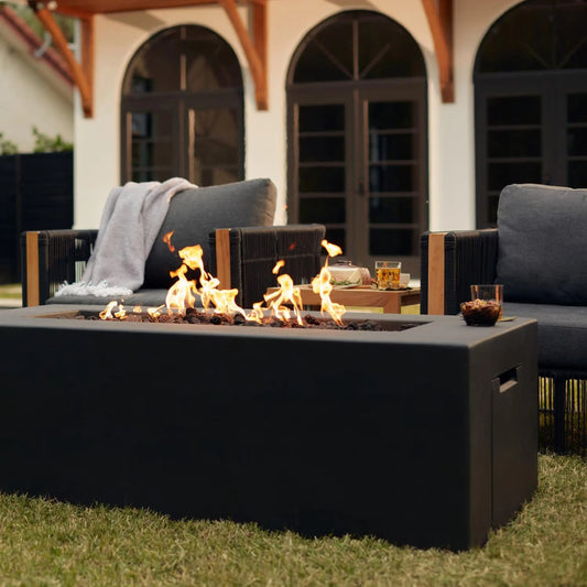 Blaze 60" Rectangular Concrete Natural Gas Fire Pit Table in Phantom (BLZ-60-FTABLE-NG)