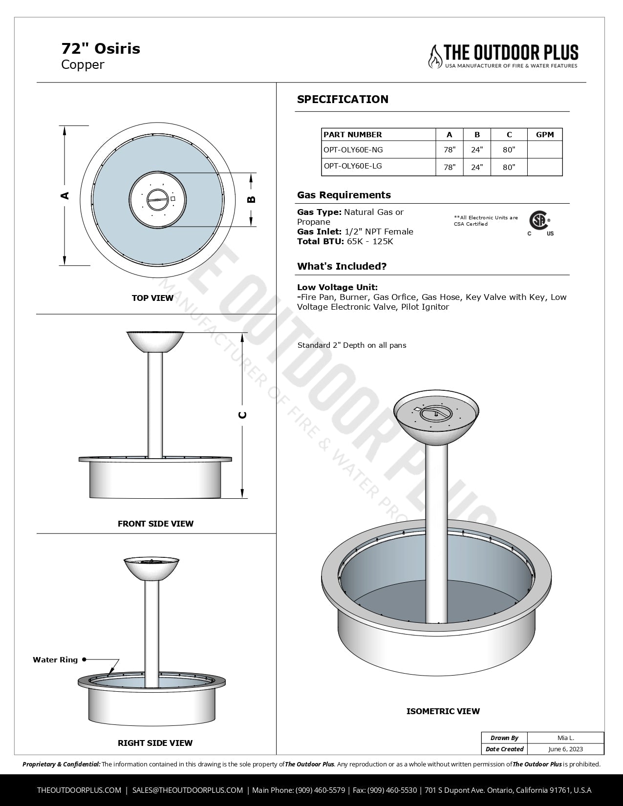 Osiris Fire & Water Fountain by The Outdoor Plus - Free Cover Included