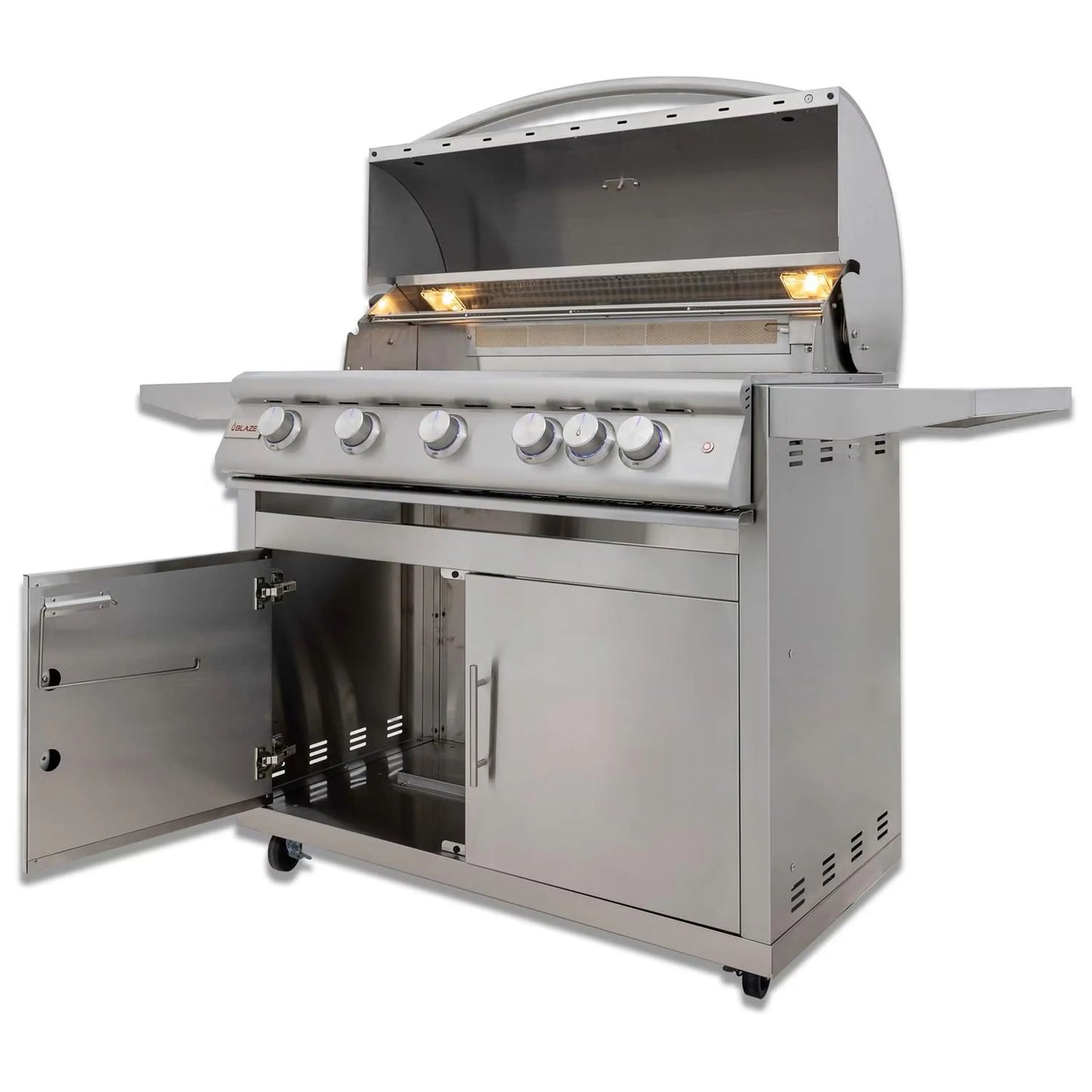 Blaze Grill Package - Premium LTE 40" 5-Burner Built-In Liquid Propane Grill, and  Grill Cart in Stainless Steel