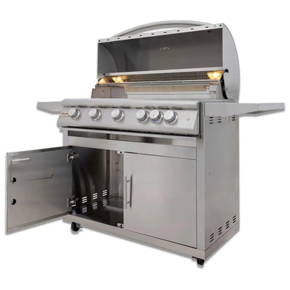 Blaze Grill Package - Premium LTE 40" 5-Burner Built-In Liquid Propane Grill, and  Grill Cart in Stainless Steel