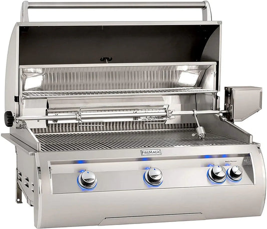 Fire Magic Echelon Diamond E790i 36" Natural Gas Built-In Grill with 1 Sear Burner, Backburner, Rotisserie Kit, and Analog Thermometer (E790I-8LAN)
