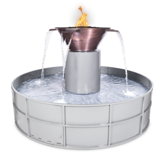 Olympian Round 4-Way Copper Fire & Water Bowl by The Outdoor Plus - Free Cover Included