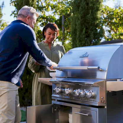 Blaze Grill Package - LTE PRO 32" 4-Burner Natural Gas Grill with Digital Temperature Screen and Rear Infrared Burner, and Grill Cart in Stainless Steel (AP2-4LTEPRO-NG)