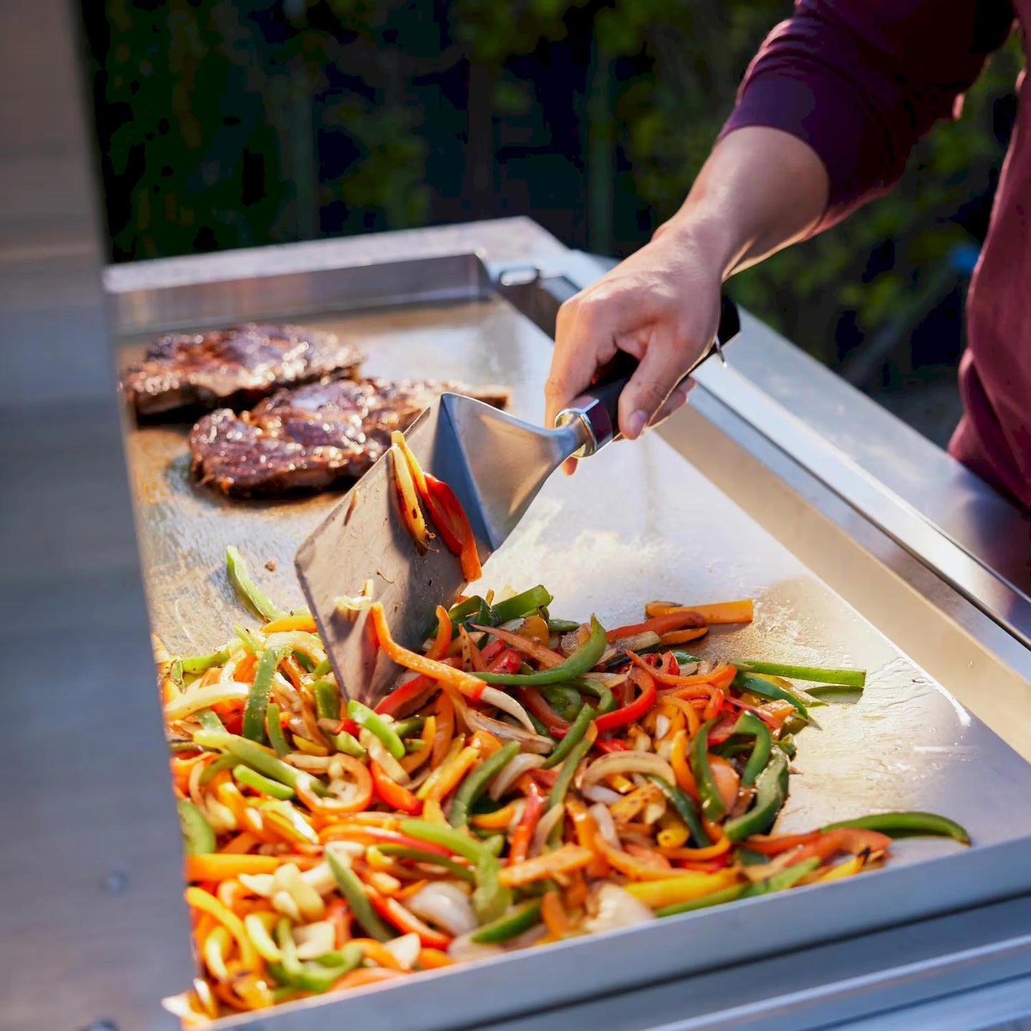 Blaze Grill Package - LTE Pro 40" Natural Gas Griddle with Digital Temperature Screen and Lift-Assist Lid, and Grill Cart in Stainless Steel (AP2-GRIDDLE40-NG)
