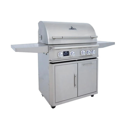Blaze Grill Package - LTE PRO 32" 4-Burner Propane Gas Grill with Digital Temperature Screen and Rear Infrared Burner, and Grill Cart in Stainless Steel (AP2-GRIDDLE-LTE3-NG)