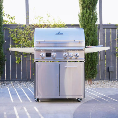 Blaze Grill Package - LTE PRO 32" 4-Burner Propane Gas Grill with Digital Temperature Screen and Rear Infrared Burner, and Grill Cart in Stainless Steel (AP2-GRIDDLE-LTE3-NG)