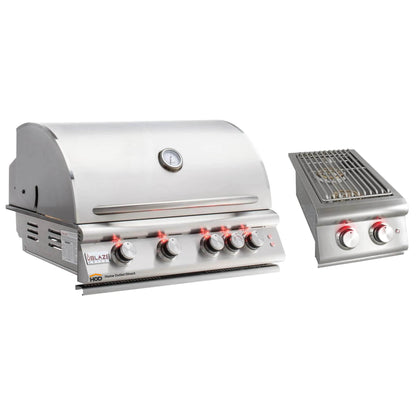 Blaze Grill Package - Premium LTE 32" 4-Burner Built-In Natural Gas Grill and Double Side Burner in Stainless Steel