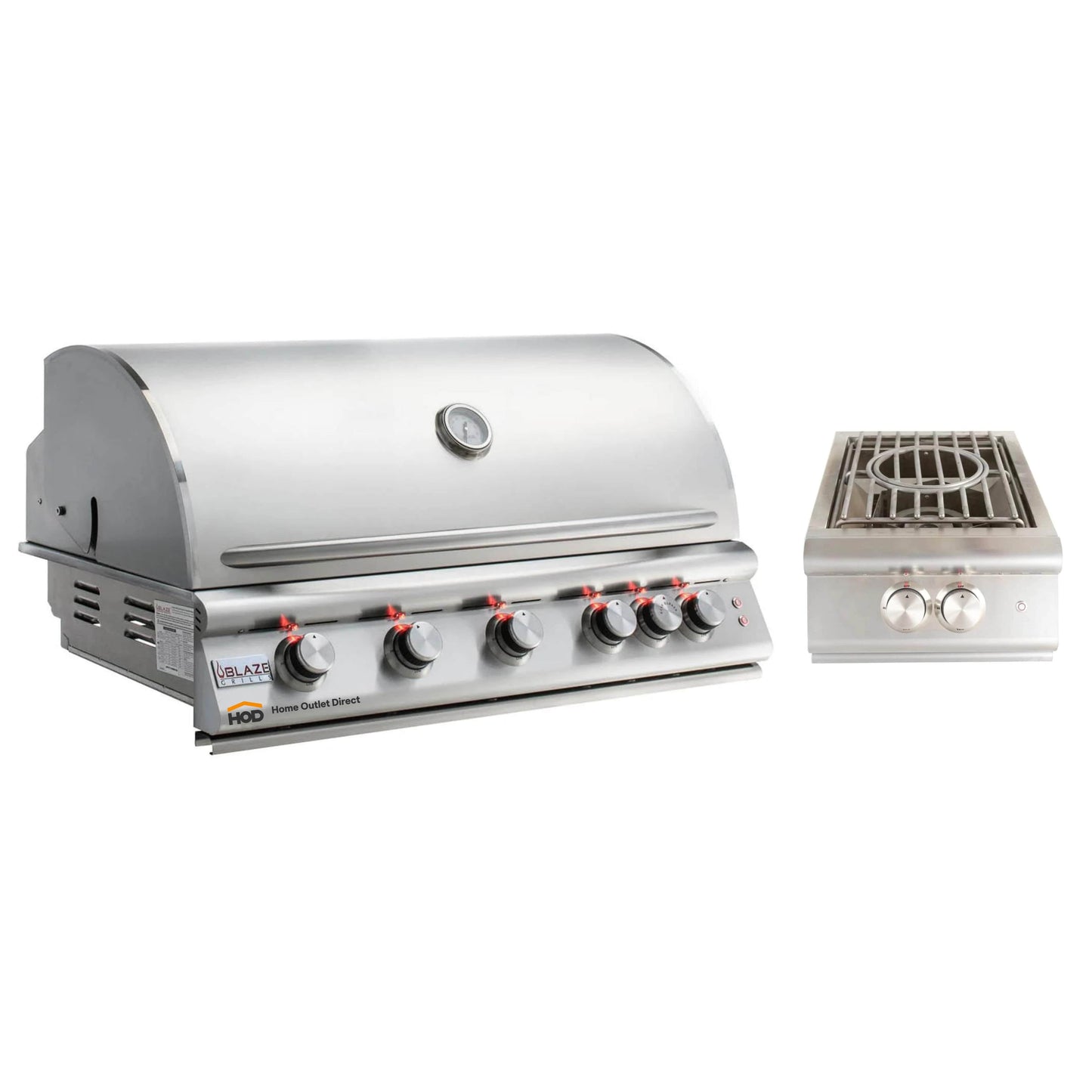 Blaze Grill Package - Premium LTE 40" 5-Burner Built-In Liquid Propane Grill and Side Burner in Stainless Steel