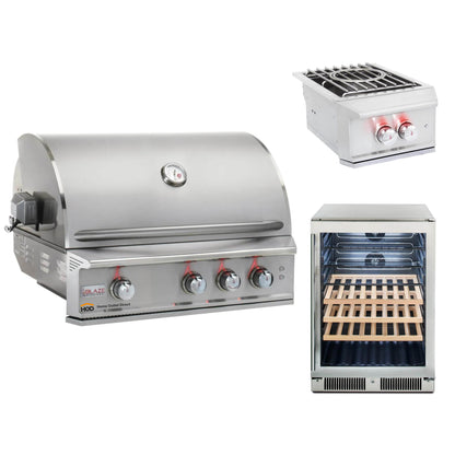 Blaze Grill Package - Professional LUX 34" 3-Burner Built-In Natural Gas Grill, Side Burner and Beverage Center in Stainless Steel