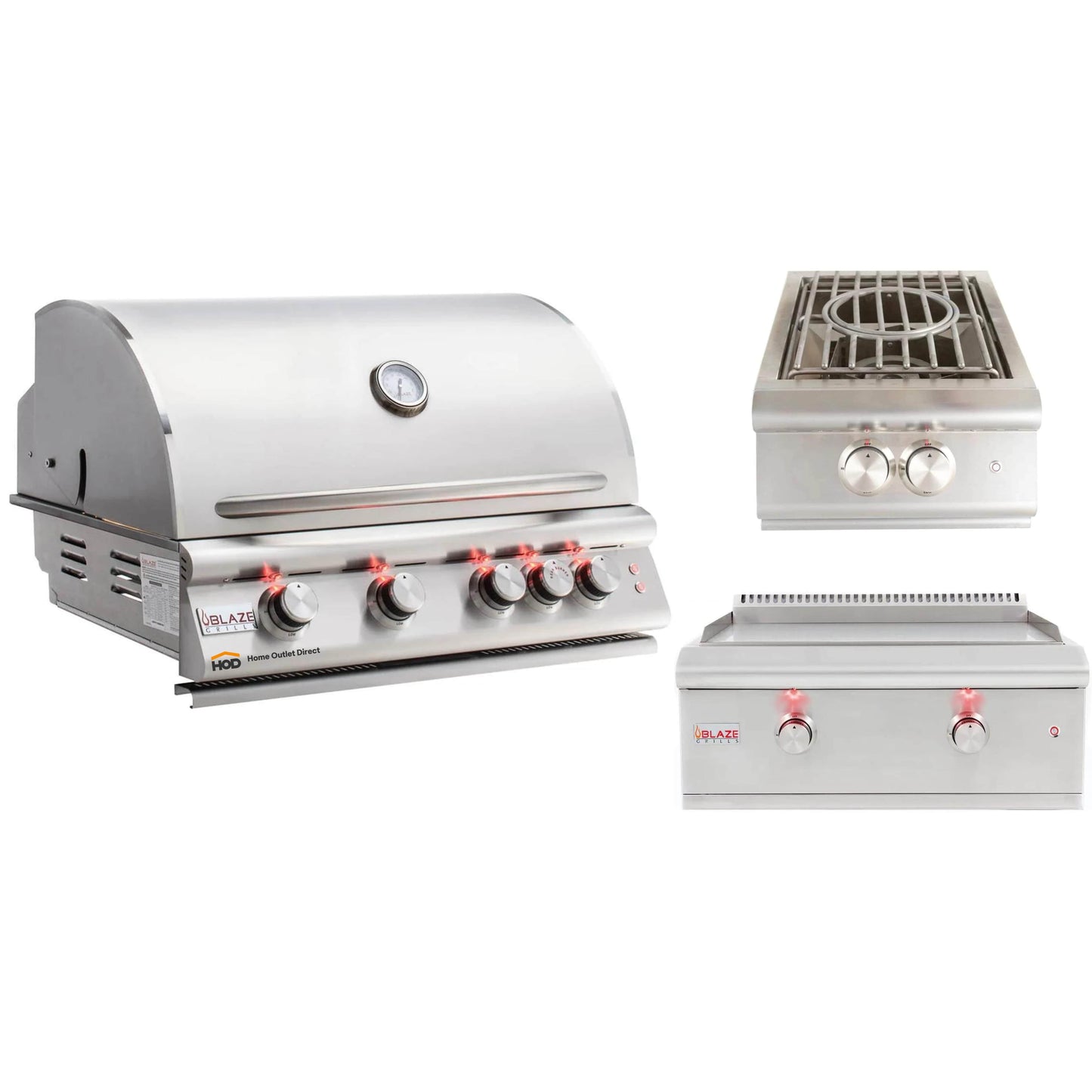 Blaze Grill Package - Premium LTE Marine Grade 32" 4-Burner Built-In Natural Gas Grill, Side Burner and Griddle in Stainless Steel