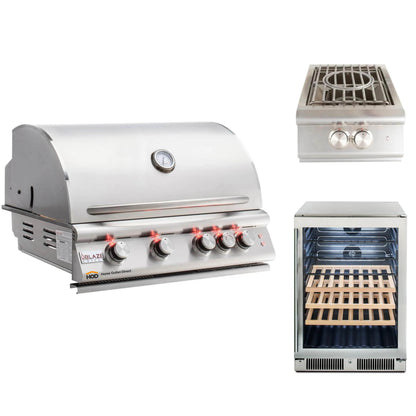 Blaze Grill Package - Premium LTE Marine Grade 32" 4-Burner Built-In Liquid Propane Grill, Side Burner and Beverage Center
