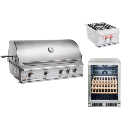 Blaze Grill Package - Professional LUX 44" 4-Burner Built-In Liquid Propane Grill, Side Burner and Beverage Center in Stainless Steel