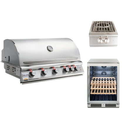 Blaze Grill Package - Premium LTE 40" 5-Burner Built-In Natural Gas Grill, Side Burner and Beverage Center in Stainless Steel
