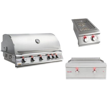 Blaze Grill Package - Premium LTE 40" 5-Burner Built-In Natural Gas Grill, Double Side Burner and Griddle in Stainless Steel