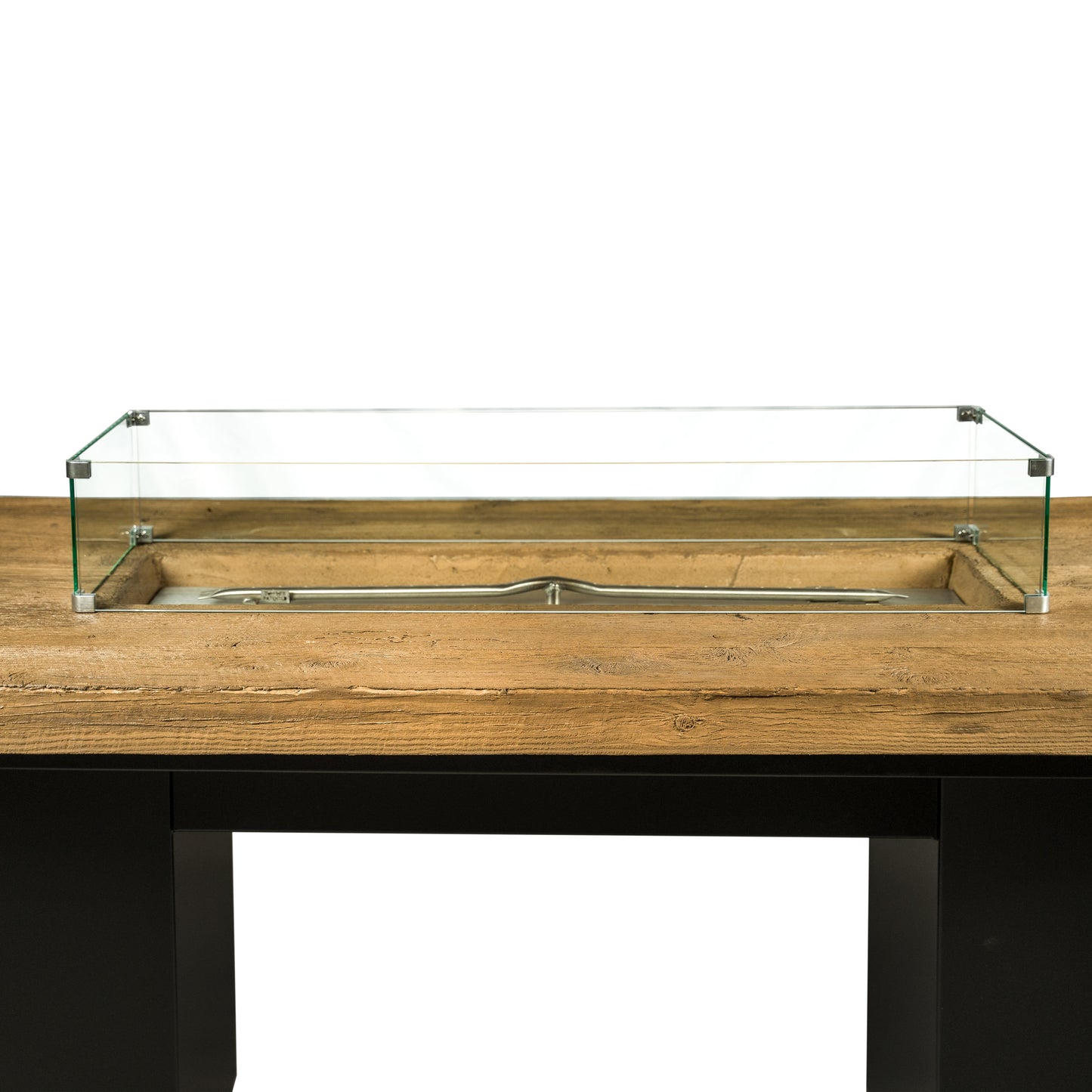 Alameda Wood Grain Concrete and Steel Fire Table by The Outdoor Plus - Free Cover Included