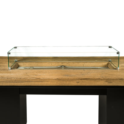 Alameda Wood Grain Concrete and Steel Fire Table by The Outdoor Plus - Free Cover Included