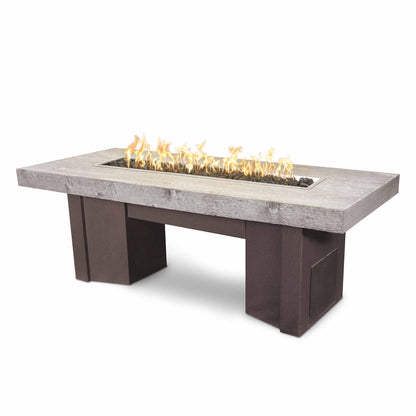 Alameda Wood Grain Concrete and Steel Fire Table by The Outdoor Plus - Free Cover Included