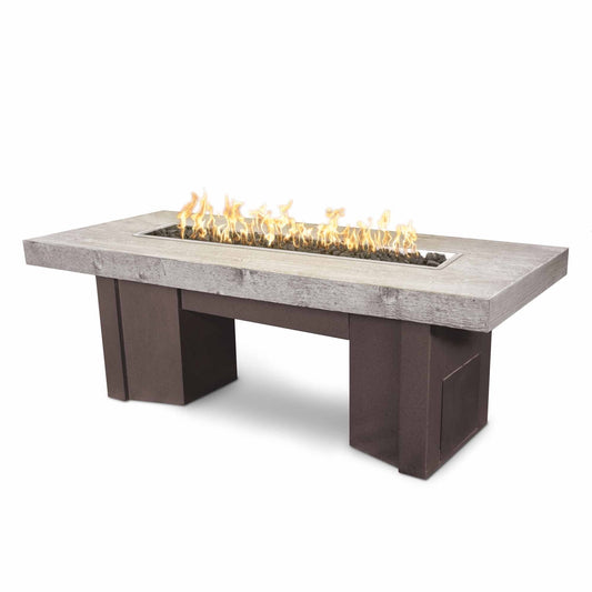Alameda Wood Grain Concrete and Steel Fire Table by The Outdoor Plus - Free Cover Included