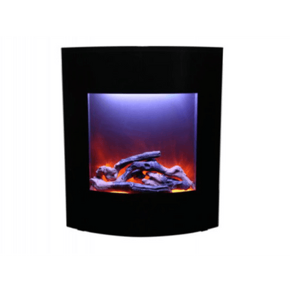Amantii 24" LUMINA Corner Wall Mount Smart Electric Fireplace with Black Glass Surround and Log Set