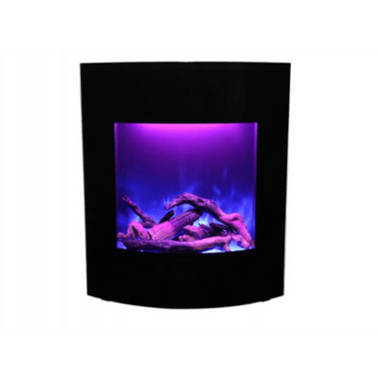Amantii 24" LUMINA Corner Wall Mount Smart Electric Fireplace with Black Glass Surround and Log Set