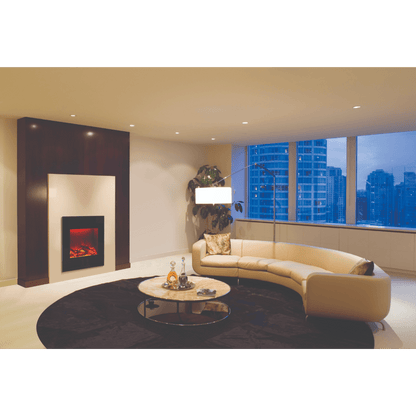 Amantii 24" LUMINA Corner Wall Mount Smart Electric Fireplace with Black Glass Surround and Log Set